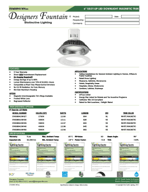 LED Downlight Specification Sheet