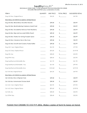 Healthymouth Wholesale Order Form