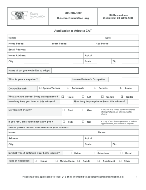Application to Adopt a Cat