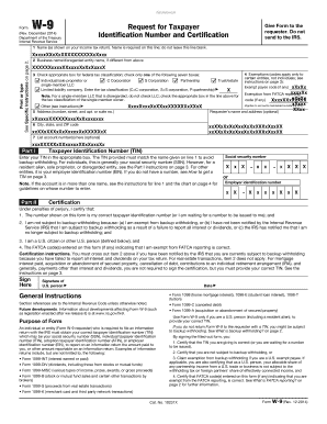 IRS Form W-9 Request for Taxpayer Identification Number and Certification