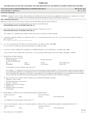 Form ADV Investment Adviser Registration