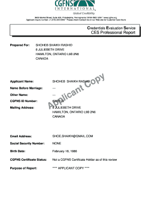 cgfns ces report sample