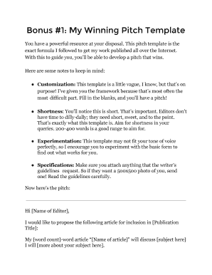 Pitch Template for Article Submission