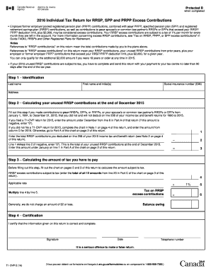 2016 Individual Tax Return for RRSP, SPP and PRPP Excess Contributions