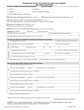 Texas Suit Affecting Parent-Child Relationship Form