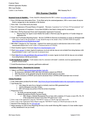 SBA Express Checklist