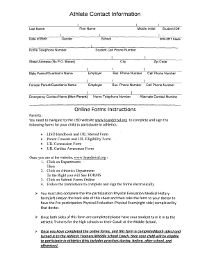 Student Athlete Registration Form