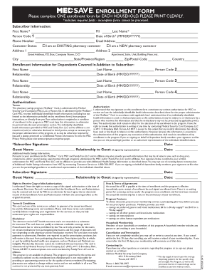 MedSave Pharmacy Enrollment Form