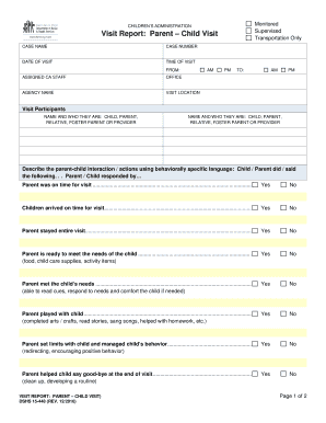 Parent-Child Visit Report Form