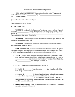 Pennsylvania Residential Lease Agreement