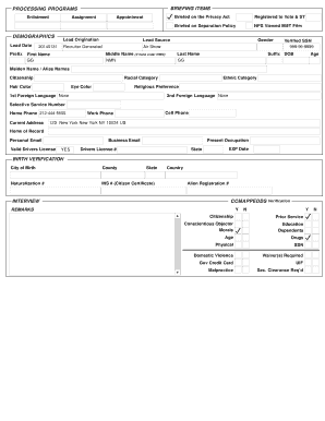 Military Enlistment Application Form