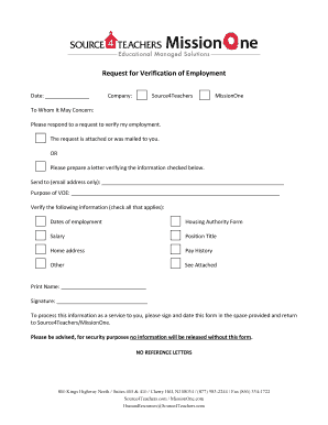 Request for Verification of Employment