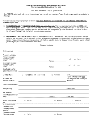 Real Estate Showing Instructions Form