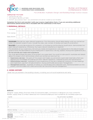 Builder and Designer Experience Form
