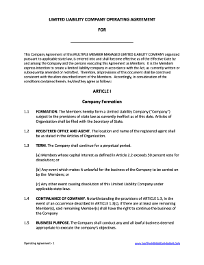 Limited Liability Company Operating Agreement