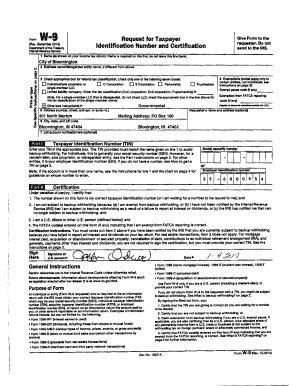 IRS Form W-9 Request for Taxpayer Identification Number and Certification