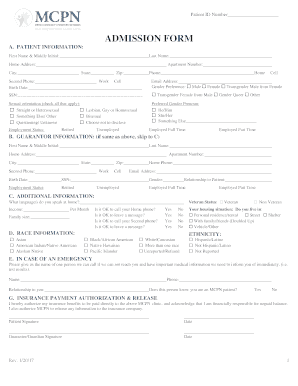Patient Admission Form