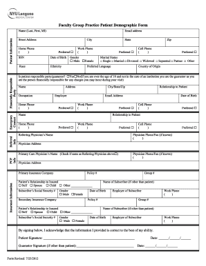 NYU Langone Medical Center Privacy Practices Acknowledgment Form