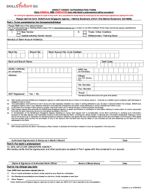 Direct Credit Authorisation Form