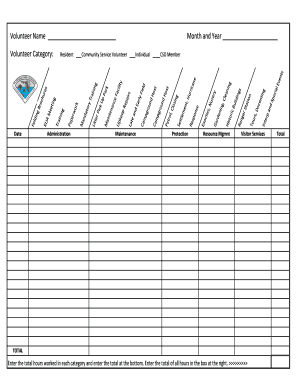 Volunteer Hours Tracking Form