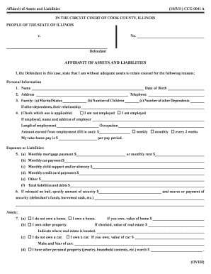 Affidavit of Assets and Liabilities