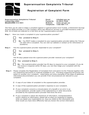 Superannuation Complaint Registration Form