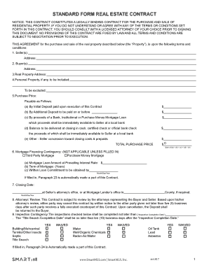 Standard Form Real Estate Contract