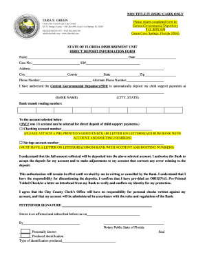 Florida Direct Deposit Information Form