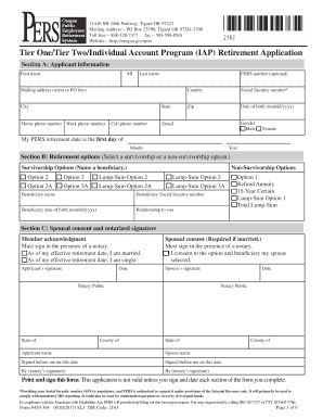 Oregon PERS Retirement Application