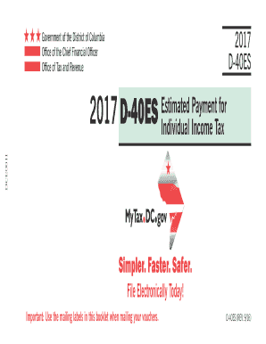 DC D-40ES Estimated Individual Income Tax Payment