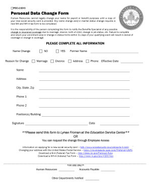 Personal Data Change Form