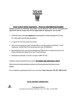 Hazel Towers Rental Application