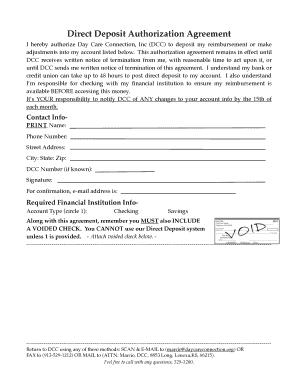 Direct Deposit Authorization Agreement