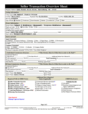Seller Transaction Overview Sheet