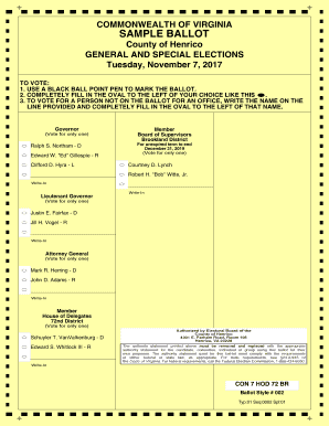 Virginia Sample Ballot