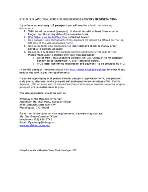 Turkish Single Entry Business Visa Application