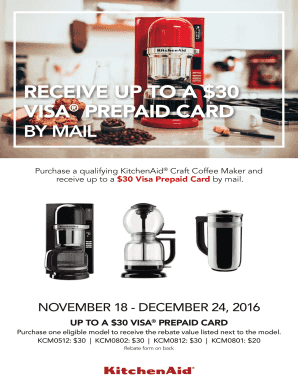 KitchenAid Coffee Maker Rebate Form