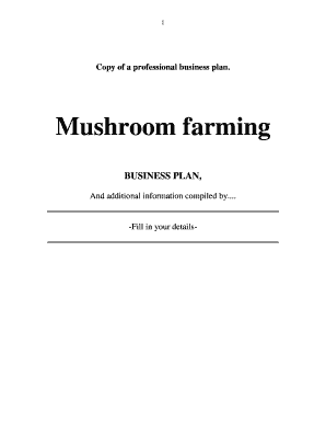 mushroom farming business plan template pdf