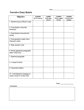 Narrative Essay Rubric