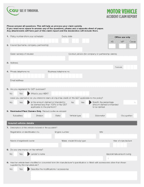 Motor Vehicle Accident Claim Report