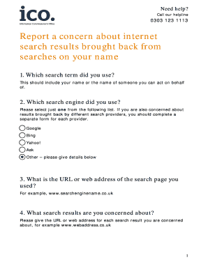 UK Internet Search Results Concern Form