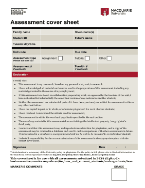 University Assignment Cover Sheet
