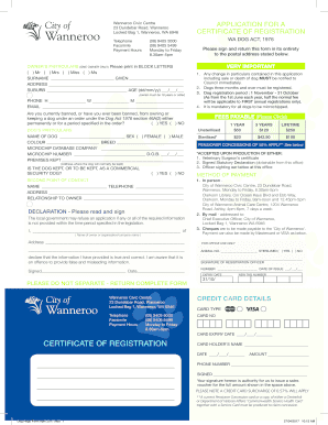 Certificate of Registration for Dog Owners