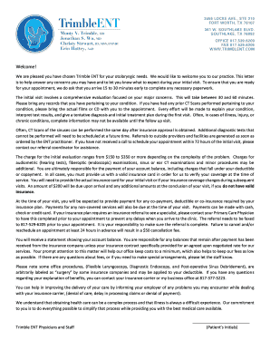 Trimble ENT New Patient Welcome Letter and Forms