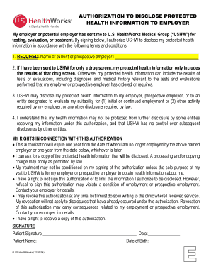 Authorization to Disclose Protected Health Information to Employer