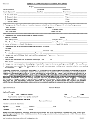 Wisconsin Rental Application