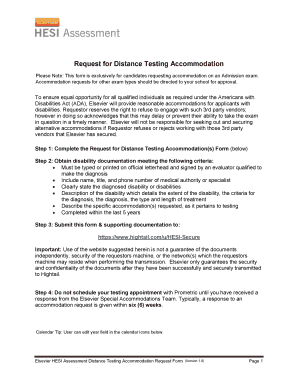Request for Distance Testing Accommodation Form