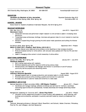 Candidate for Bachelor of Arts, Journalism