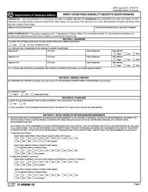 Wrist Conditions Disability Benefits Questionnaire