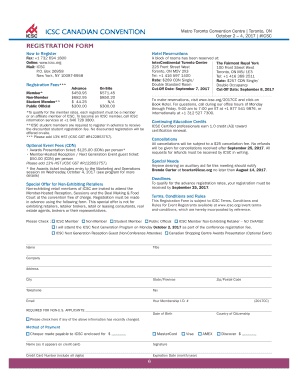 ICSC Canadian Convention Registration Form